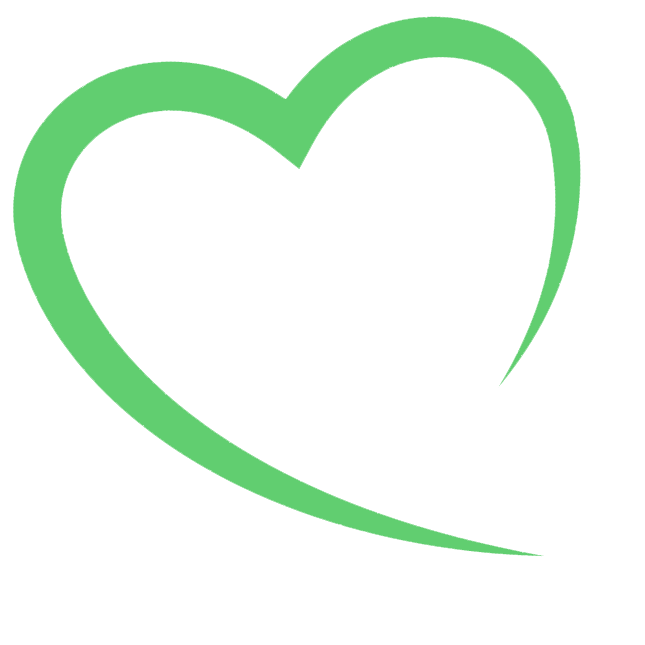 A green open-ended heart on a transparent background.
