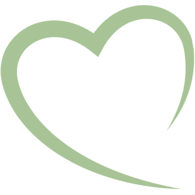 A light green abstract heart shape on a white background, with elegant, curved lines forming the design. No other elements present.
