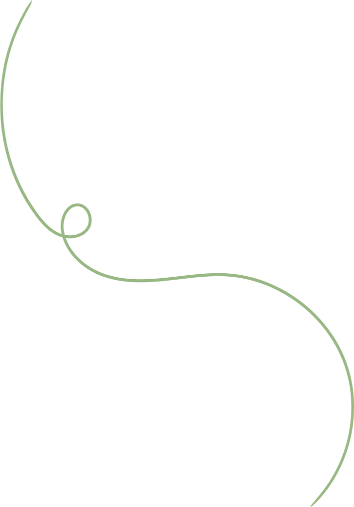 A single green, looping line against a plain white background, forming a smooth S-curve with a small loop near the top end.